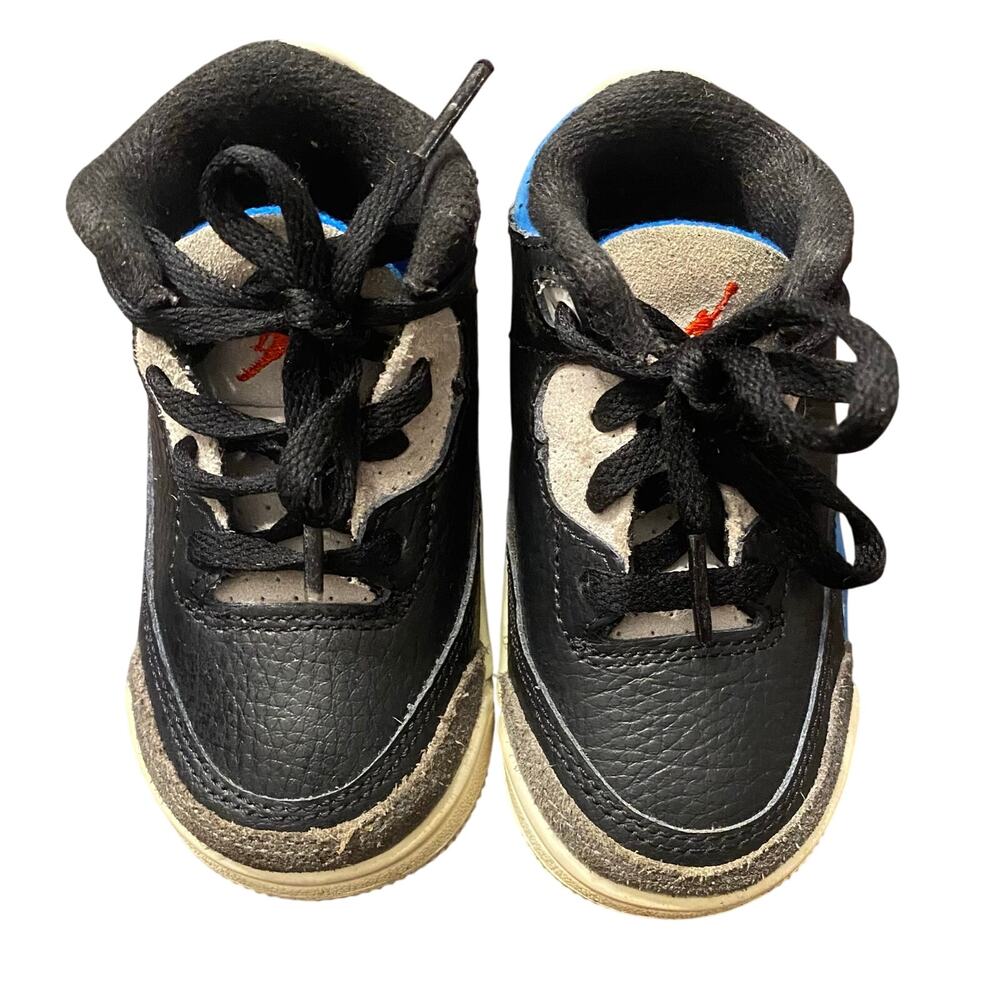 Nike Air Jordan 3 Retro OG Rare Air Toddler 5C Black Blue Sneakers